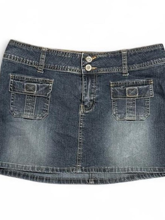 Angels Dresses & Skirts - Y2K Angels Faded Bondage Cargo Short Denim Skirt